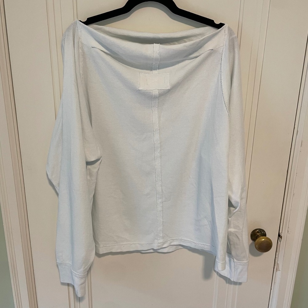 Free People We The Free Thermal Waffle Knit Boat Neck Top Large - Picture 2 of 4